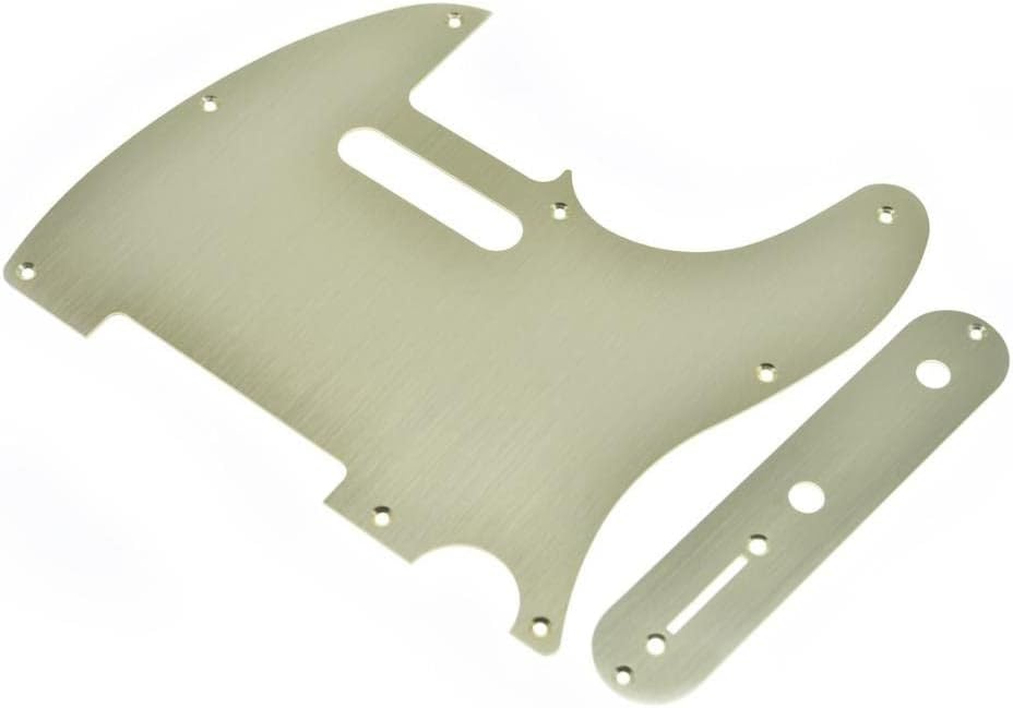 KAISH Metal Aluminum Anodized Tele Pickguard with Metal Control Plate and Screws for American/Mexican Telecaster Gold