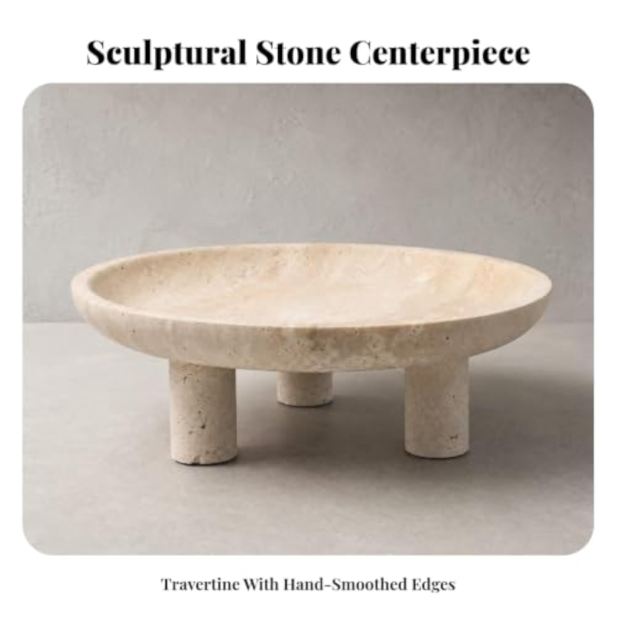 Textured Beige Stone Tray with Raised Rim, Neutral Decor