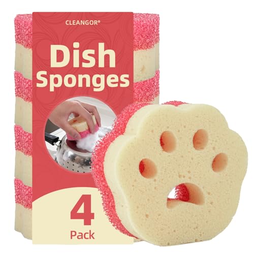 Cleangor 4Pcs Dual-Sided Temperature-Controlled Scrub Sponges