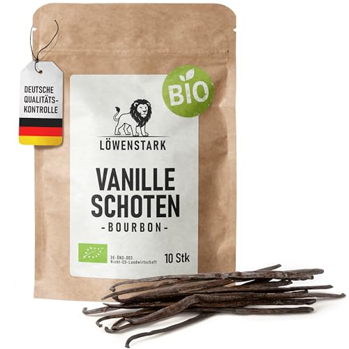 Löwenstark I BIO Vanille-Schoten Bourbon 10 Stk. (13-15cm) I Vanille-Stangen aus Madagaskar in feinster Bio-Qualiät