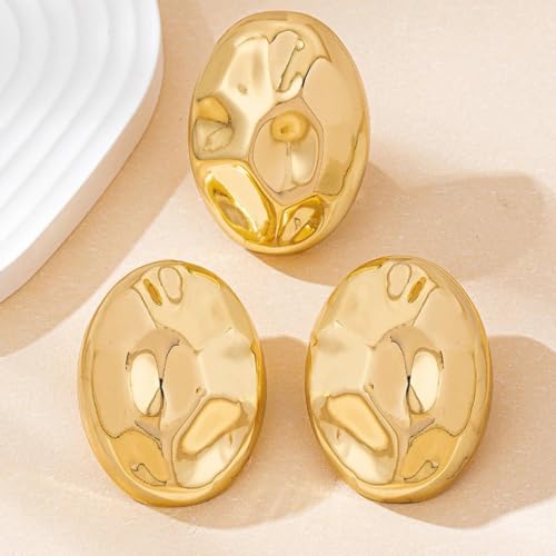Pendientes de media bola de oro redondos maxi para mujer moderna 7