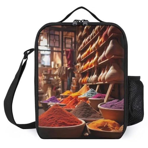 TFDGDGH Exhibición del Mercado de Especias Marruecos Koeltas Bolsa de Picnic Infantil Impresa Bolsa térmica de Comida Bolsa de lonchera Aislante