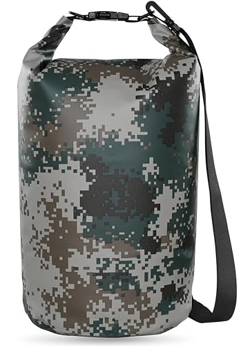 MARCHWAY Bolsa Seca Flotante Impermeable de 5 L, 10 L, 20 L, 30 L, 40 L, Mantiene el Equipo seco para Kayak, Rafting, canotaje, natación, Camping, Senderismo, Playa, Pesca, Camuflaje Digital, 40L