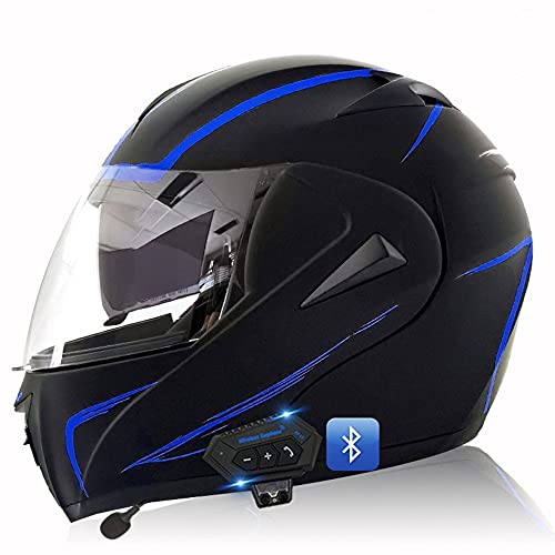 Casque De Moto Bluetooth pour Adulte, avec Double Visière,ECE Homologué, Casques Intégraux Racing, Casque Modulable Moto Bluetooth Intégral Casque pour Femmes Hommes Adultes Cover