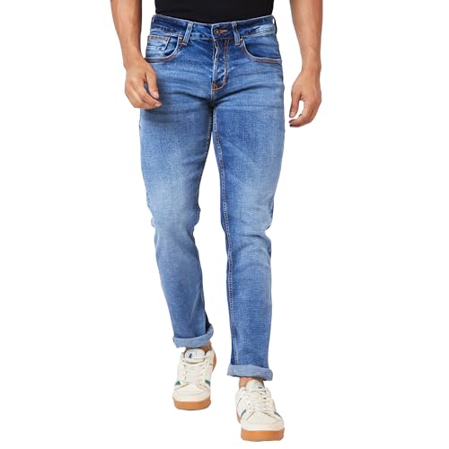 Image of Spykar Men's Kano Slim Fit Mid-Rise Jeans (Ankle Length)