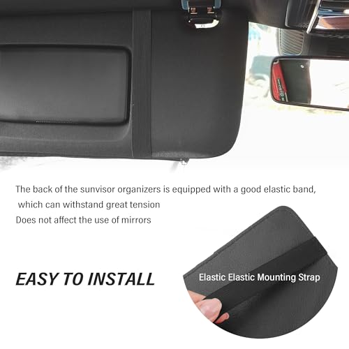 Image of Car Visor Organizer with Sunglass Holder,Multi-Functional Car Sun Visor Organizer with Zipper for Cards,Money,Tickets,Leather Interior Accessories (Beige)