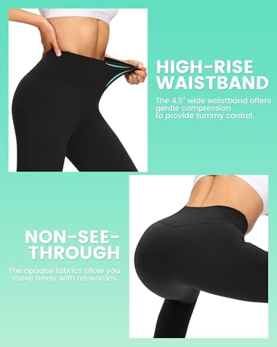 TNNZEET 3 Pack Leggings for Women - Black Tummy Control High Waisted Soft Yoga Pants for Workout Gym Running with Pockets