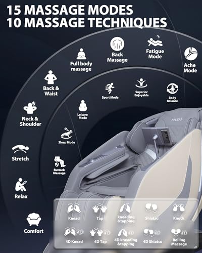 PUDO 4D Massagesessel Massagestuhl Ganzkörpermassage: Massagesessel mit Wärmefunktion Massage Stuhl Massage Chair - Beige – Bild 4