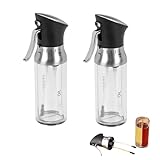 Ölsprüher für Speiseöl, 2-in-1 Öl- und Essigflasche mit Sprühfunktion und Doppelkammer Fassungsvermögen, Feiner Sprühnebel für Kochen, Salat & Heißluftfritteuse Sprühflasche öl für Küche (2PC)