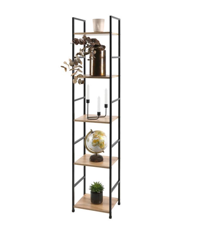 E-Showroom MC - Estantería de almacenamiento para armario de entrada, consola de entrada, estantería de 5 niveles, 29 x 23,5 x 144 cm