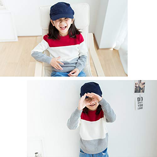 Suéter infantil Peecabe de manga comprida, gola redonda, pulôver de algodão, suéter de malha para be