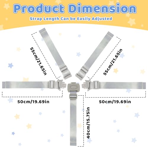 Image of High Chair Straps Replacement Compatible with Graco Highchairs, Replacement Harness Straps for Most 5 Point High Chairs, Adjustable Universal High Chair Belt