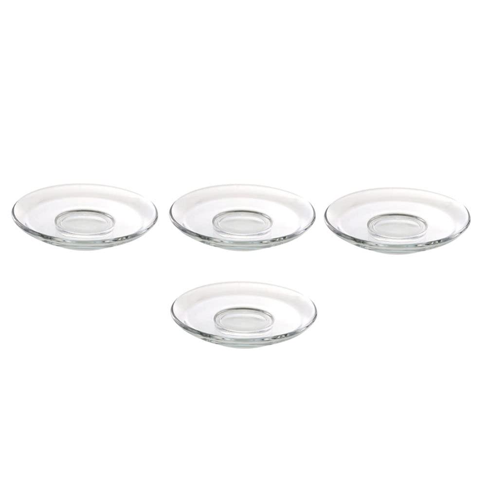 PATKAW Japanese Decor Fruit Snacks 4Pcs Glass Saucer Plate Transparent Glass Round Saucer Clear Glass Snack Plate Decorative Snack Fruit Dessert Tea Plate Japanese Decor Clear Coffee Mug