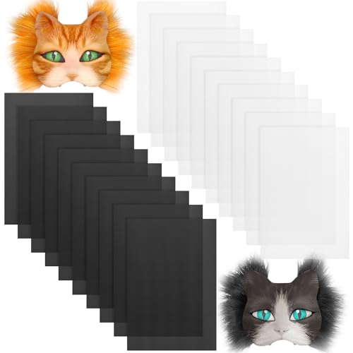 Seenelling 20pcs 0.5mm Eye Mesh Waterproof Printable White Black PVC Sheet for Therian Mask 11.8 x 7.9 Inch Plastic Mesh Canvas for Cosplay Fursuit DIY Fursuit Furry Suit (No Eyes)
