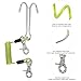 Gavigain Scuba Diving Lanyard, Stainless Steel Spring Coiled Lanyard with Quick Release Buckle & Coil Lanyard Double Reef Coil Lanyard for Cameras, Dive Lights (Green)