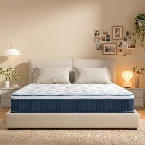 King Size 12 Inch Mattress in a Box, Medium Firm Hybrid with Reinforced Lumbar Support, Memory Foam and Pocket Springs for Edge Support and Pressure Relief