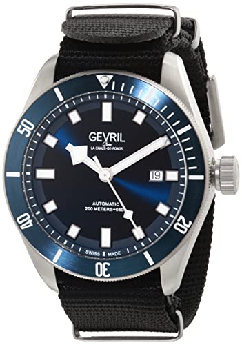 Gevril 48601N Men's Yorkville Swiss Automatic Watch, Canvas Strap with Tang Buckle