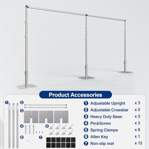 Image of EMART Backdrop Stand Heavy Duty 10x20Ft Adjustable Pipe and Drape Stand Kit