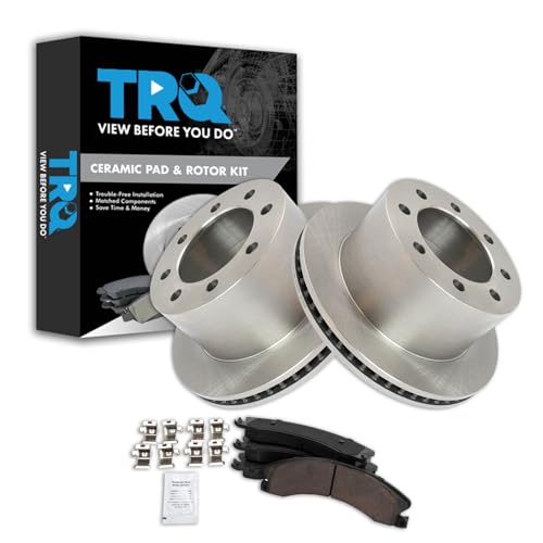 Image of TRQ Rear Brake Pad and Rotor Set Ceramic Compatible with 2009 Chevrolet Express 3500 GMC Savana 3500