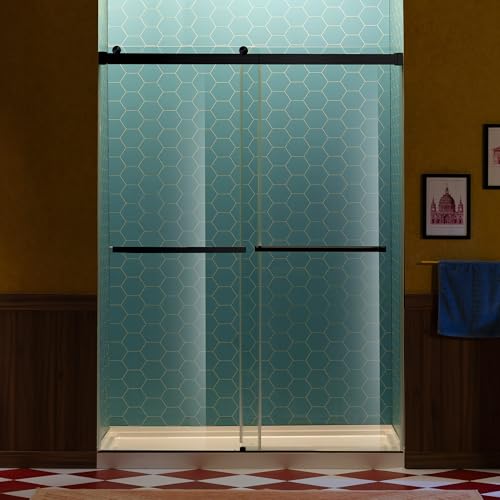 Woodbridge Frameless Double Sliding Shower Door Matte Black