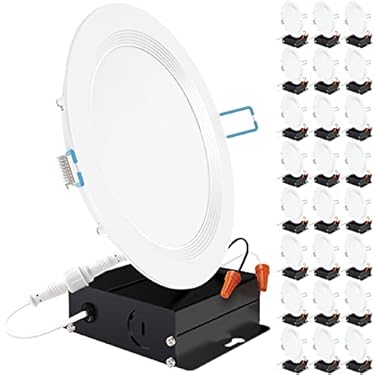 AMAZON - Sunco 24 Pack 6 Inch Ultra Thin LED Recessed Ceiling Lights Slim, 5000K Daylight, Dimmable 14W, Baffle Trim Damp Rated, Canless Wafer Thin with Junction Box – Energy Star