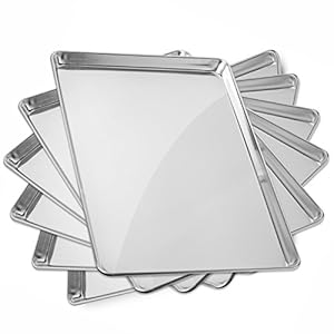 GRIDMANN 18″ x 26″ Commercial Grade Aluminum Cookie Sheet Baking Tray Pan Full Sheet – 6 Pans