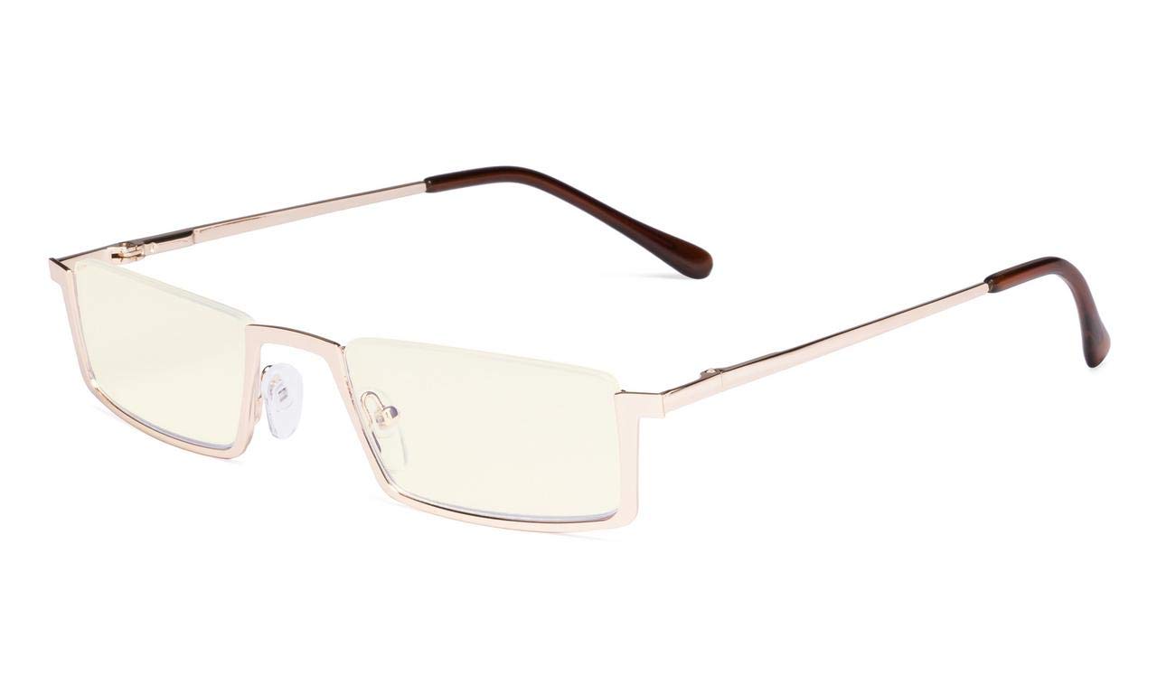Eyekepper Computer Glasses,UV420 Protection Blue Light Filter,Half-rim Eyeglasses,Gold