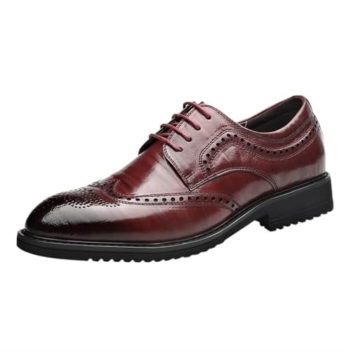 YZABEL Men's Classic Patent Leather Oxfords Shoes, Printed Lace Up Pointed Toe Dress Shoes, Comfortable Lightweight Formal for Formal Business Wedding