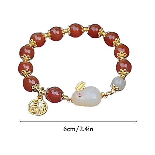 Year Of Rabbit Lucky Charm Hetian Jade Rabbit Bracelet Agate Crystal Bracelet Feng Shui Bracelet For Women #TOP6