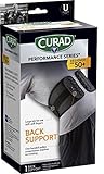 Curad Performance Series Back Support Designed for Active Seniors 50+, Large Easy to Grip Tabs & Loops for Easier Application, Helps with Moderate to Lower Back Pain