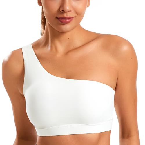 Smooth Sports Bras for Women One Shoulder Low Impact Asymmetrical Workout Tops Padded Yoga Bra