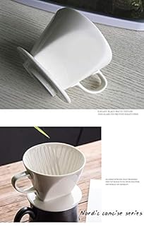 ELEFOCUS Porcelain Coffee Dripper, Filter Cone (White)