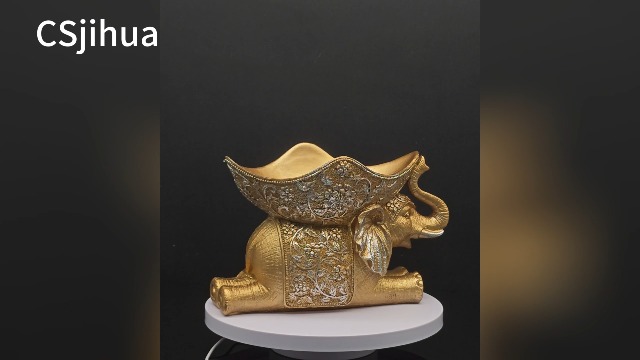 Estatua Elefante con Bandeja de Almacenaje Dorada miniatura 6