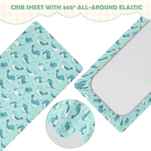 Drap-housse imperméable lit bébé 132x71 cm motif oiseau turquoise