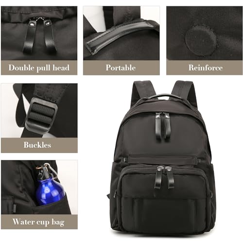 Women Nylon Travel Backpack with detachable Crossbody bag Large lightweight laptop backpack for daily (Black)4