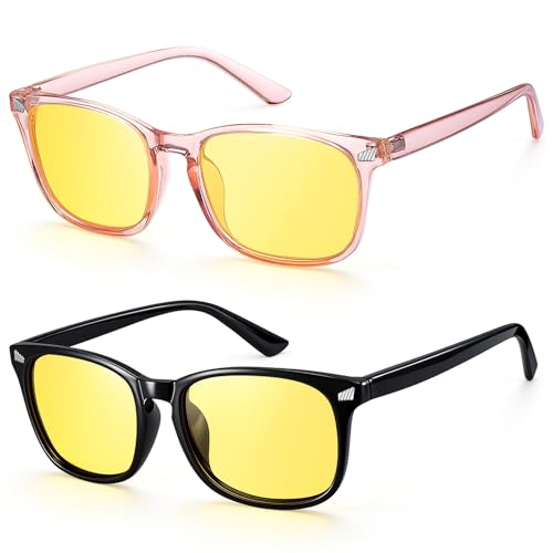 Image of Polarized Sunglasses for Women Men Night Vision Glasses Anti Glare | Yellow Anti Glare UV400 Lens, Lightweight Square Frame, for Day Night Use, Driving, Fishing, Cycling, Traveling
