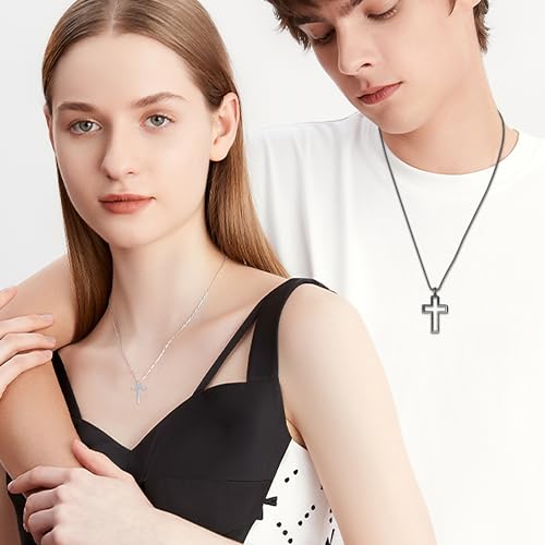 ONEFINITY Angel and Devil/Cross/Moon and Sun Couples Necklace Sterling Silver His and Hers Matching Necklace Heart Symbol of Love Pendant Couples Jewelry Gifts for Couple Her Him3