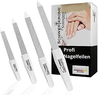 Schwertkrone Wysokiej jakości pilniki do paznokci/Solingen 4-częściowy zestaw pilników do paznokci szafirowych, drobny/gruby w 4 rozmiarach / manicure i pedicure