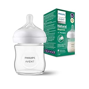 Philips Avent Babyflasche Natural Response aus Glas – 120 ml Babyflasche, BPA-frei für neugeborene Babys ab 0 Monaten (Modell SCY930/01)