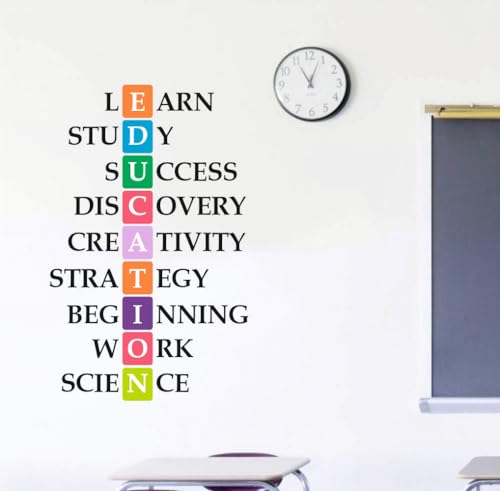 Image of Education Quotes Multicolor Office - Inspirational - Motivational - Quotes - Wall Sticker for Kids Room, Living Room, School, Library (Size - 121CM X 77CM)