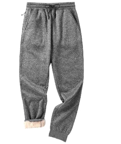 zitysport Pantalones Jogging de Forro Polar para Invierno para Hombre Sherpa Pantalones de Correr Hombres de Invierno de Lana Jogging Pantalones Pantalones Térmicos de Entrenamiento (XL-Gris)