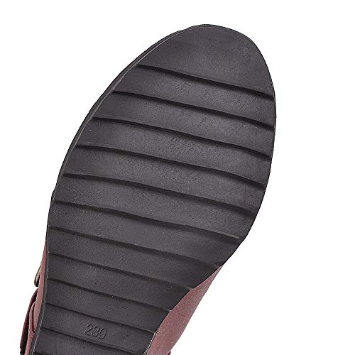 Scaoruki Women Winter Shoes Wedge Heels Slouch Boots Knee High Pull On Sweater Collar High Boots Brown Size 36 thumb #3