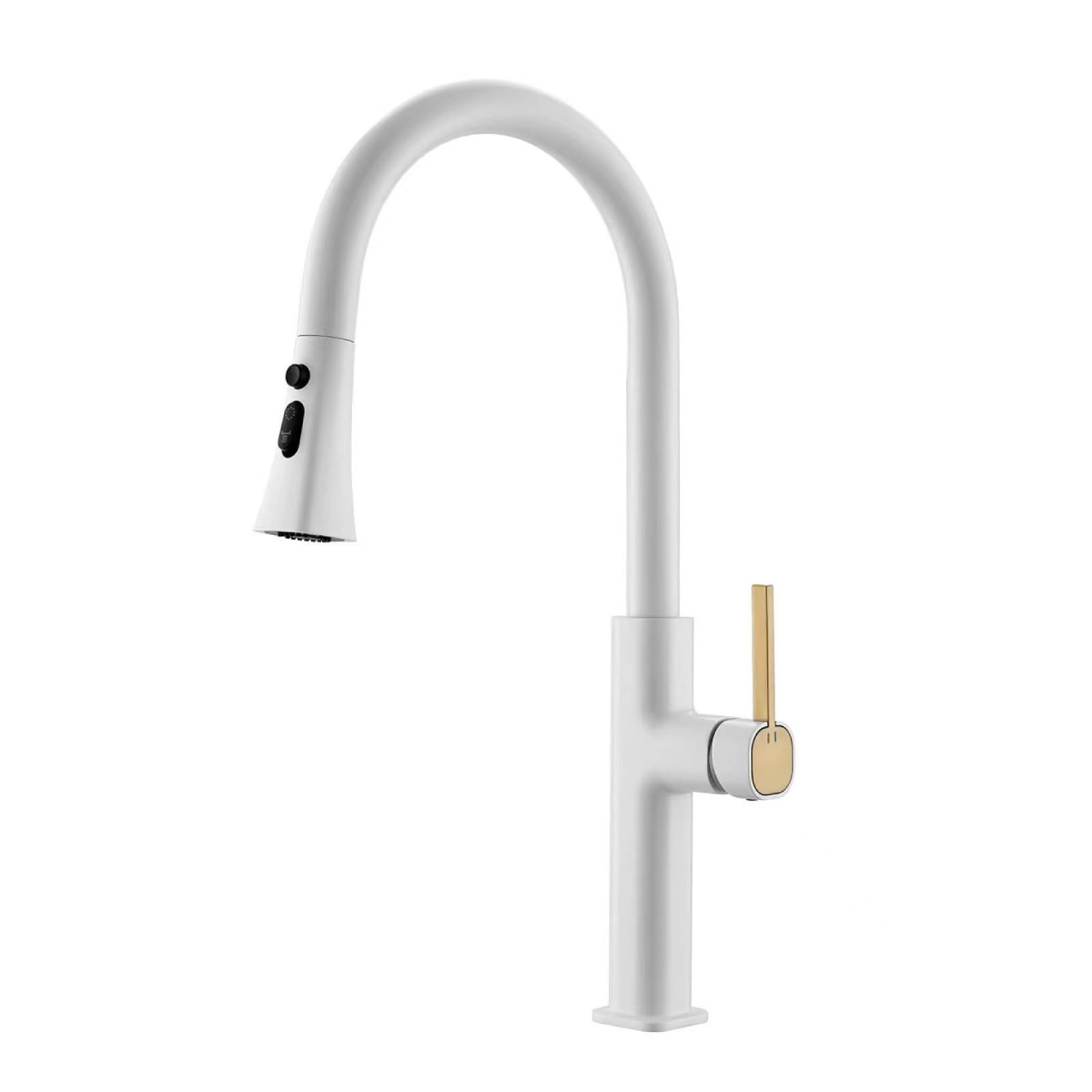 Fanjubei White Zinc Alloy Kitchen Hot And Cold Pull-Out Faucet,