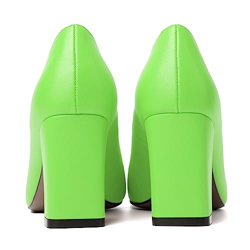 Image of MODENCOCO Womens Sexy Formal Matte Slip On Square Toe Work Block High Heel Loafers Shoes 3.5 Inch