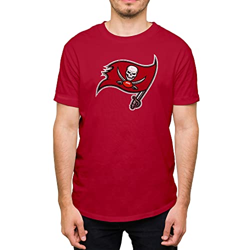 Hybrid Sports NFL - Tampa Bay Buccaneers Distressed Team Logo - Mens and Womens Short Sleeve T-Shirt - Size X-Large - Tampa Bay Buccaneers - Cardinal Red