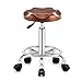 Tabouret réglable en hauteur, tabouret roulant rond ergonomique avec roues silencieuses, siège plus large en éponge confortable à 2 couches en cuir PU, tabouret de salon de massage pivotant avec repos