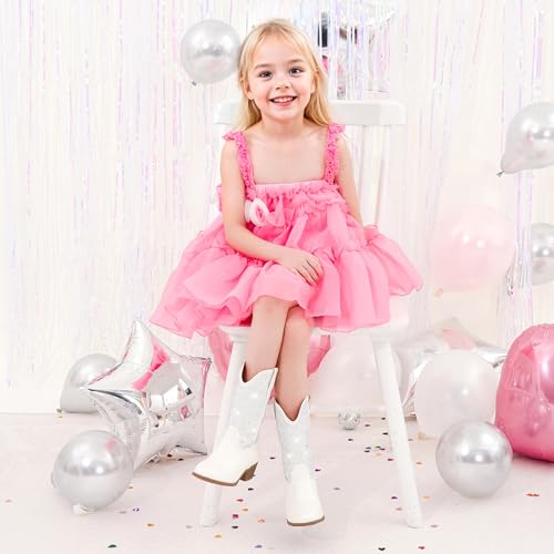 Rhinestone Sparkly Girls Cowgirl Cowboy Boots Little Kids Dress Boot Pointed Toes Low Heel Mid Calf Zipper Party Birthday Toddler to Big Kid3