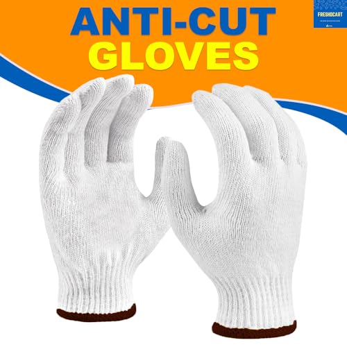 Image of FreshDcart Blade-Resistant Hand Gloves with Cut Proof Safety, Anti Cut Resistant Glove for Chopping Food Vegetables and Kitchen use (White 1 Pair)
