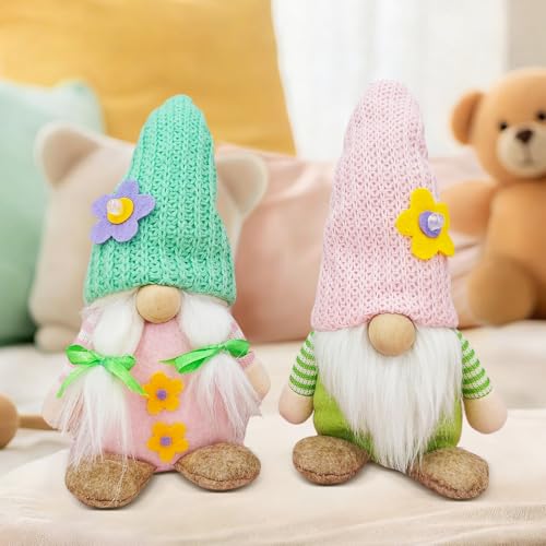 RNPKZ Wichtel Frühling Deko 2 Stück Stehende Niedliche Wichtel Deko Frühling WichtelFiguren Frühlingswichtel Osterwichtel Frühlings WichtelTischdeko Frühlingsdeko Geschenke für Kinder Mama Muttertag