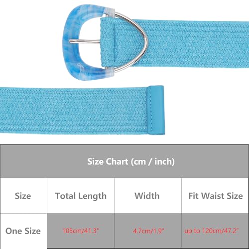 Women Woven Wide Stretch Belts, Straw Rattan Triangle Buckle Elastic Belt Waistband for Dress4